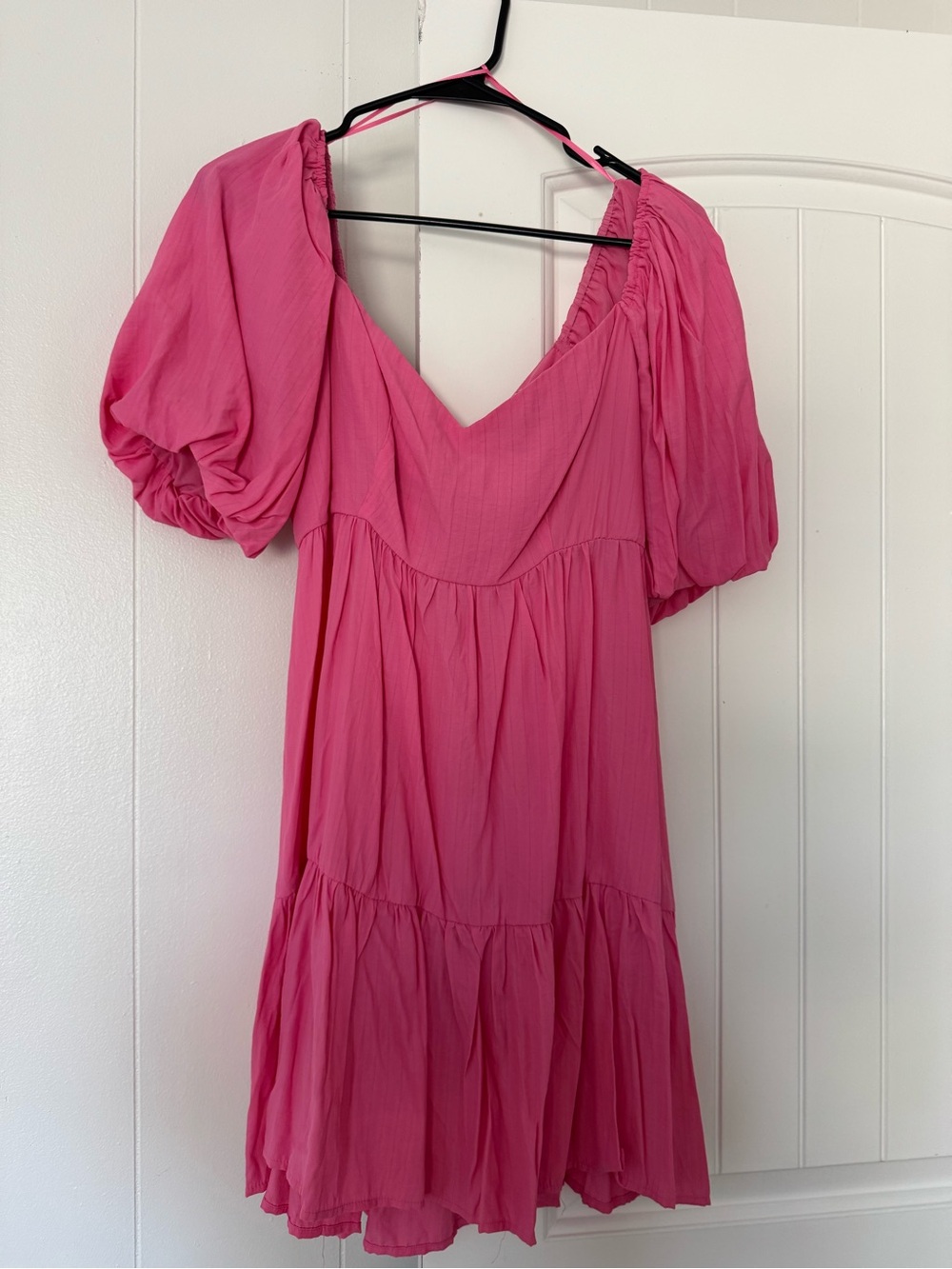 Flying Tomato Hot Pink Puff Sleeve Mini Dress